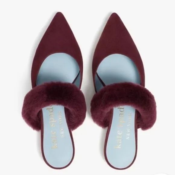 Kate Spade NWT Marielle Mules Suede NIB in Grenache Color Women’s Size 6B