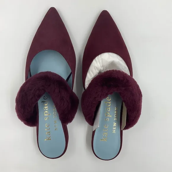 Kate Spade NWT Marielle Mules Suede NIB in Grenache Color Women’s Size 6B