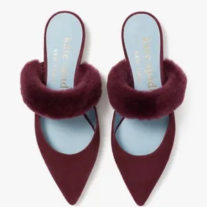 Kate Spade NWT Marielle Mules Suede NIB in Grenache Color Women’s Size 6B