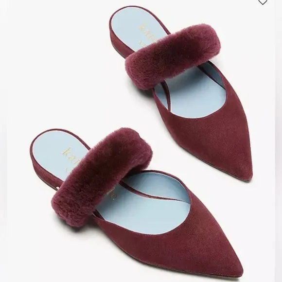 Kate Spade NWT Marielle Mules Suede NIB in Grenache Color Women’s Size 6B