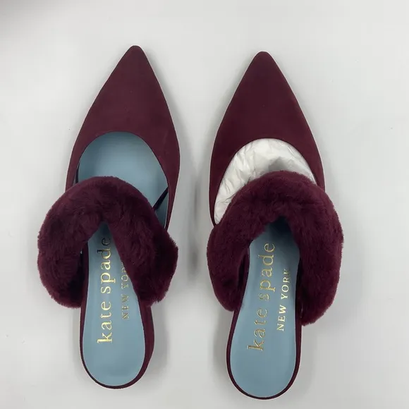 Kate Spade NWT Marielle Mules Suede NIB in Grenache Color Women’s Size 6B