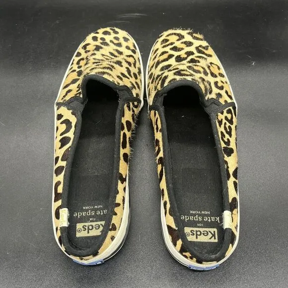 Kate Spade x Keds Calf Hair Double Decker Leopard Mules womens 10 WH61640