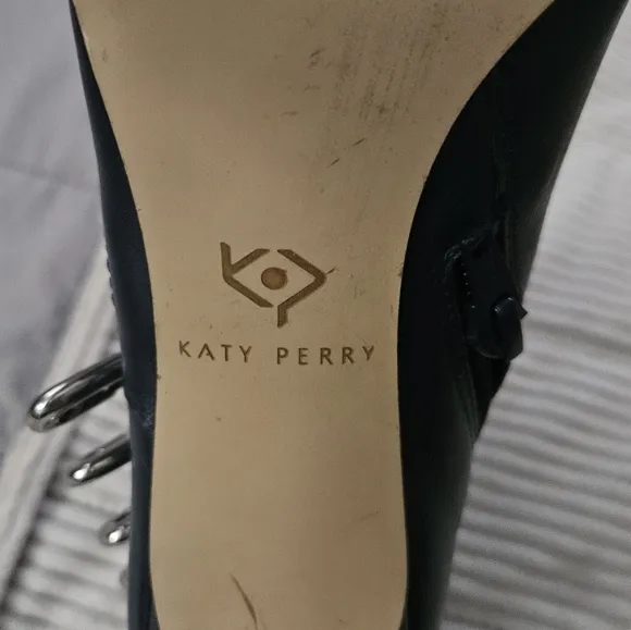 Katy Perry Navy Ankle Boots with Silver Accents Size 8