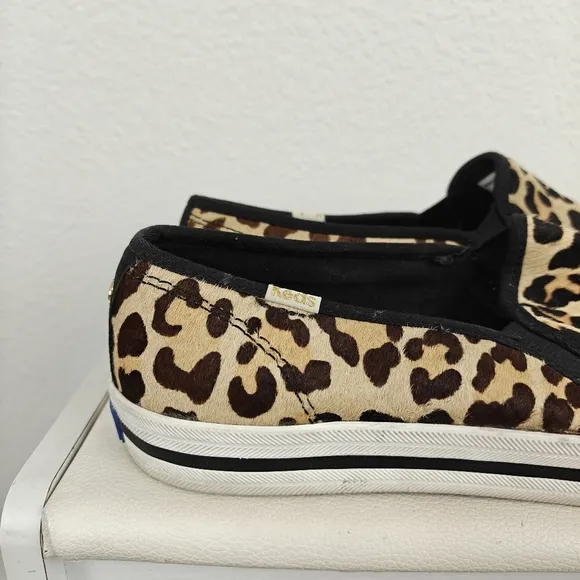 Keds Kate Spade Womens Loafers Cheetah Leopard Print Leather Shoes Slip On Sz 8