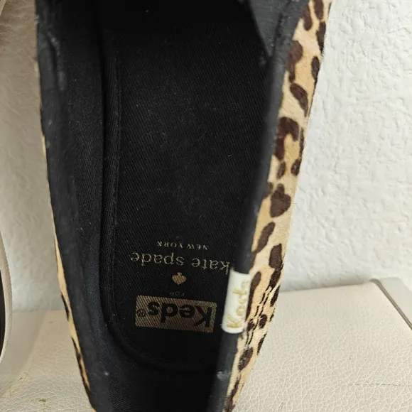 Keds Kate Spade Womens Loafers Cheetah Leopard Print Leather Shoes Slip On Sz 8