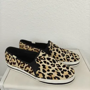 Keds Kate Spade Womens Loafers Cheetah Leopard Print Leather Shoes Slip On Sz 8