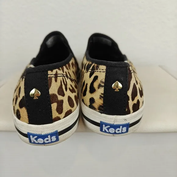 Keds Kate Spade Womens Loafers Cheetah Leopard Print Leather Shoes Slip On Sz 8