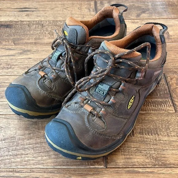 Keen Durand Low Waterproof Hiking Boots Shoes Lace Up Brown Leather Men's Sz 8.5