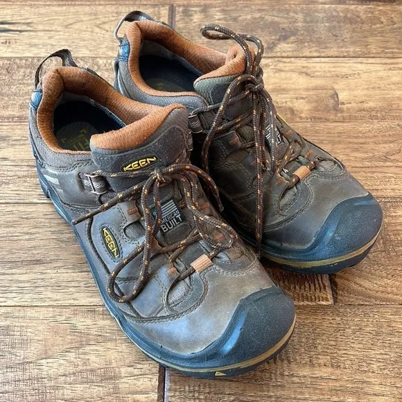 Keen Durand Low Waterproof Hiking Boots Shoes Lace Up Brown Leather Men's Sz 8.5
