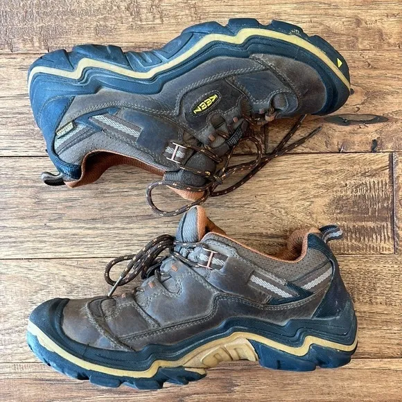 Keen Durand Low Waterproof Hiking Boots Shoes Lace Up Brown Leather Men's Sz 8.5