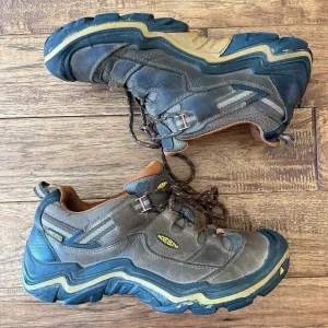 Keen Durand Low Waterproof Hiking Boots Shoes Lace Up Brown Leather Men's Sz 8.5