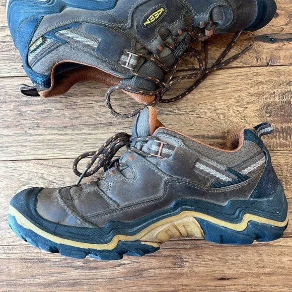 Keen Durand Low Waterproof Hiking Boots Shoes Lace Up Brown Leather Men's Sz 8.5