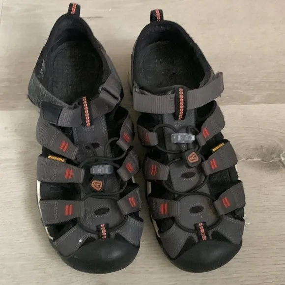 Keen Newport H2 Neo Sport Sandal Gray Orange Water Shoes Youth Size 8
