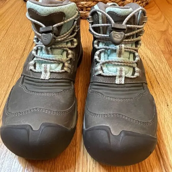 KEEN Unisex Youth Ridge Flex Mid Height Waterproof Leather Hiking Boots Size 3