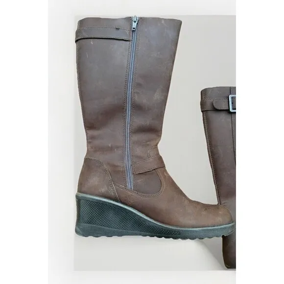 Keen Women’s Brown Mid-Calf Wedge Boots – Zip Up (Size 6.5 US) Fall Winter