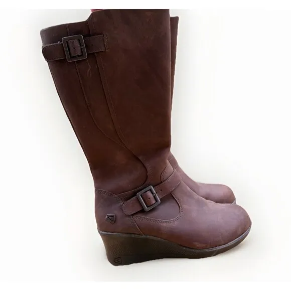 Keen Women’s Brown Mid-Calf Wedge Boots – Zip Up (Size 6.5 US) Fall Winter
