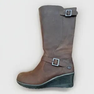 Keen Women’s Brown Mid-Calf Wedge Boots – Zip Up (Size 6.5 US) Fall Winter