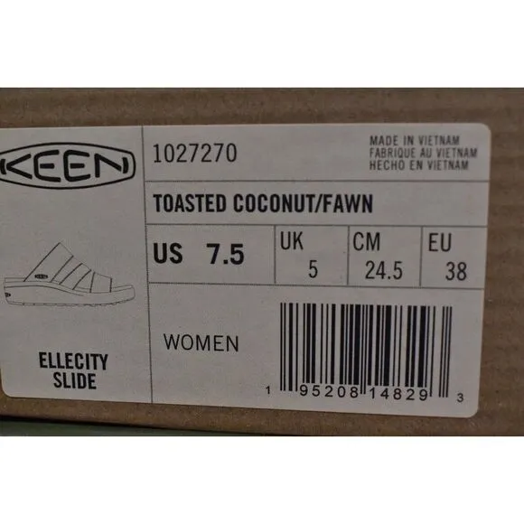 Keen Womens Size 7.5 Ellecity Toasted Coconut Fawn Nubuck Slip On Sandals Shoes
