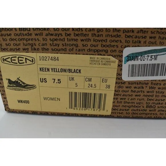 Keen Womens Size 7.5 WK400 Yellow Black Walking Shoes Sneakers
