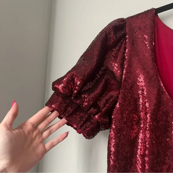 KEEPSAKE red sequin statement dress