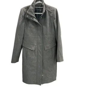 Kenneth Cole 3/4 Grey Wool Coat Tapered Waist Zip Up and Snap Stylish Zip Sleeve