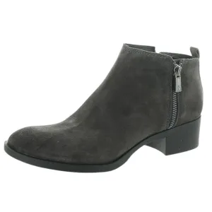 Kenneth Cole New York Dara Side-Zip Leather Booties in Asphault. Size 9.