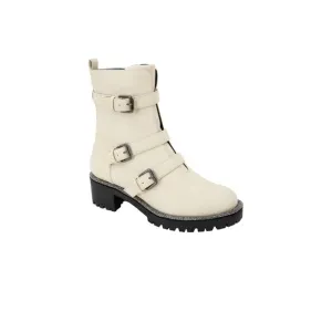 Kenneth Cole Reaction Women's Tate Biker Jewel Boots Ecru Size 9 1/2