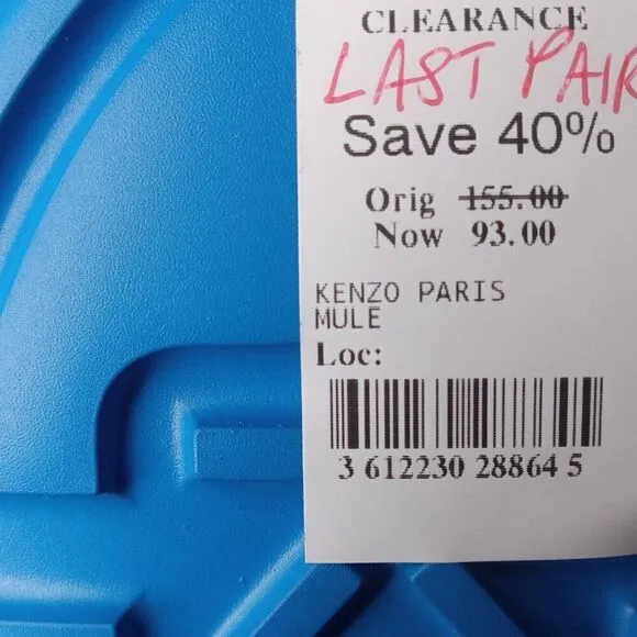 Kenzo Paris Sport PVC Pool Slides in Cyan FR 44 (US 10) NWT