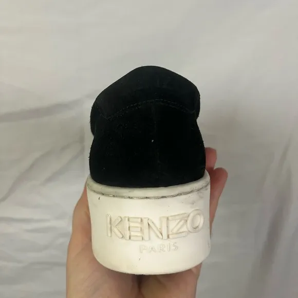 KENZO Paris Women’s K-Skate Black Suede‎ Spellout Slip On Platform Shoes- 6.5