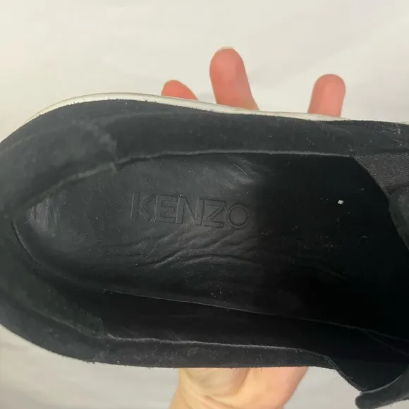 KENZO Paris Women’s K-Skate Black Suede‎ Spellout Slip On Platform Shoes- 6.5