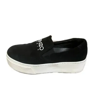 KENZO Paris Women’s K-Skate Black Suede‎ Spellout Slip On Platform Shoes- 6.5