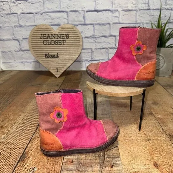 KICKERS Pikpik short leather boots girls kids size fashion Europe  29