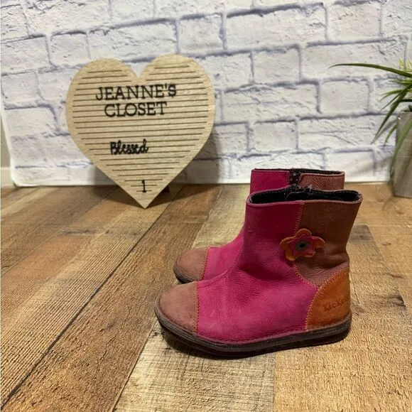 KICKERS Pikpik short leather boots girls kids size fashion Europe  29