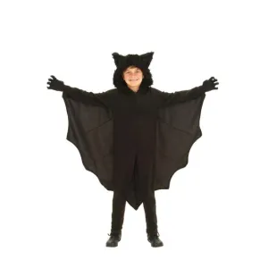 Kid's Black Fleece Bat Halloween Costume Size Medium (8-10) Runs‎ Small