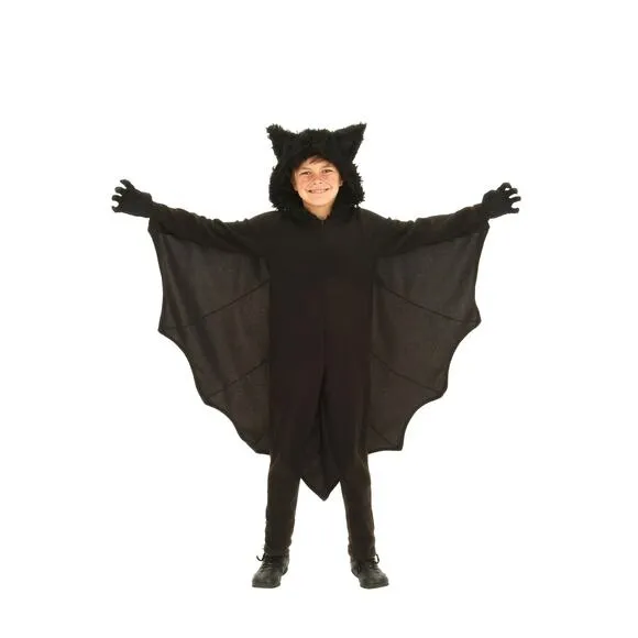 Kid's Black Fleece Bat Halloween Costume Size Medium (8-10) Runs‎ Small