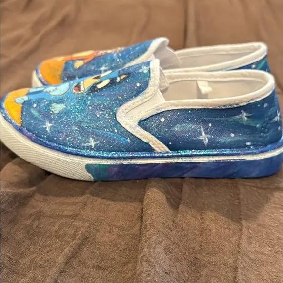 Kids Blue and Orange Cartoon Slip-On Shoes