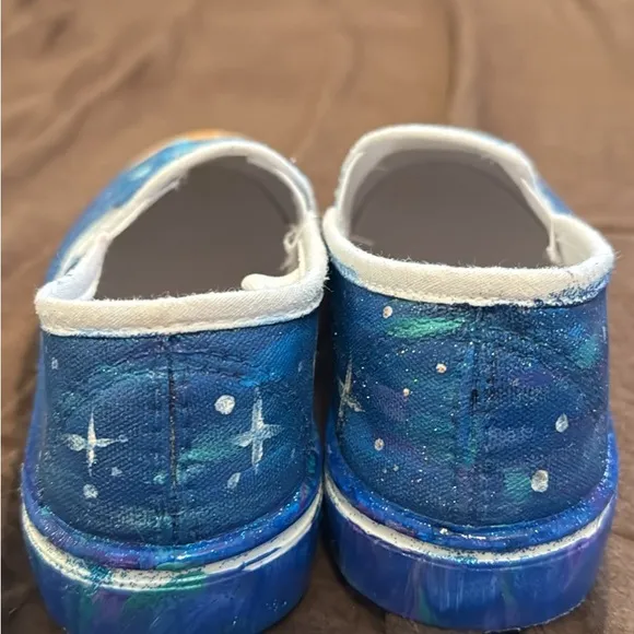 Kids Blue and Orange Cartoon Slip-On Shoes