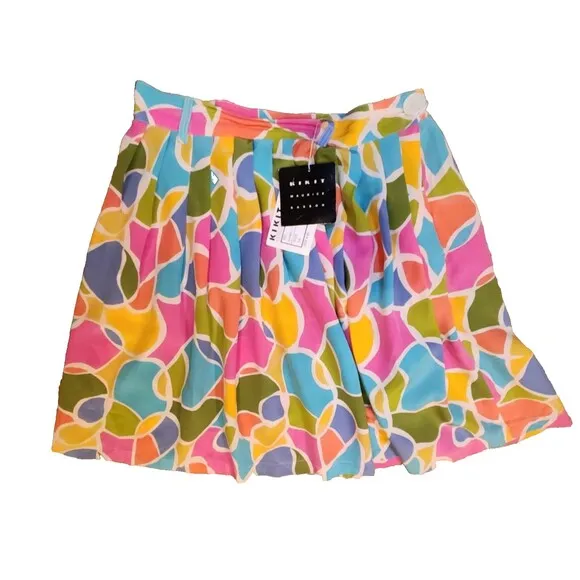 K•I•K•I•T Vintage 90s Twee 100% Silk Midi Skirt with pocket size 10