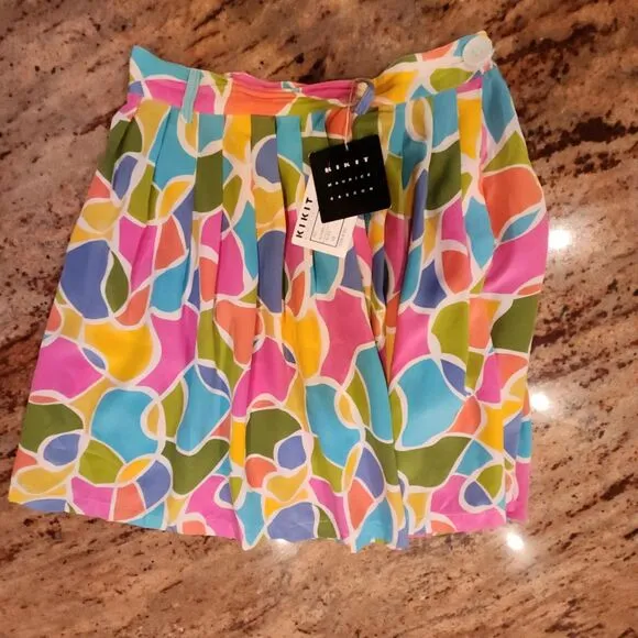 K•I•K•I•T Vintage 90s Twee 100% Silk Midi Skirt with pocket size 10