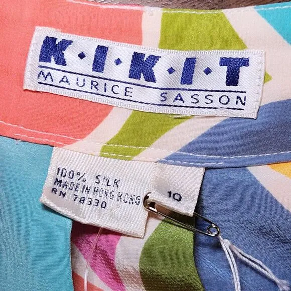 K•I•K•I•T Vintage 90s Twee 100% Silk Midi Skirt with pocket size 10
