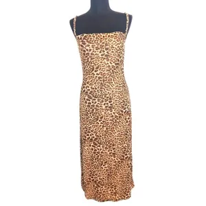 KIRIOUS LOS ANGELES LEOPARD PRINT CRISSCROSS MAXI SLIP DRESS - SIZE M