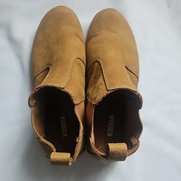 Kodiak Chelsea Leather Boots Low Rider Bootie Brown Pull On Round Toe Size 8