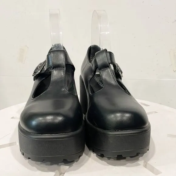 Koi Footwear Sai Mary Janes T-Strap Womens Shoes Sz 7 Black Buckle Faux leather