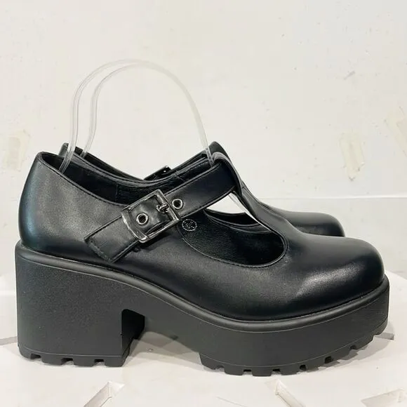 Koi Footwear Sai Mary Janes T-Strap Womens Shoes Sz 7 Black Buckle Faux leather