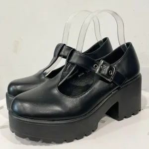Koi Footwear Sai Mary Janes T-Strap Womens Shoes Sz 7 Black Buckle Faux leather