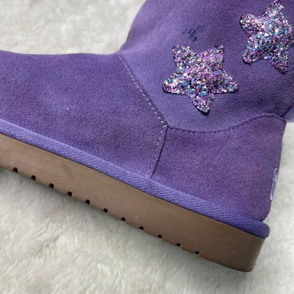Koolaburra By UGG  #1107011 Kid's Purple Glitter Koola Star Mini Boots Size 5