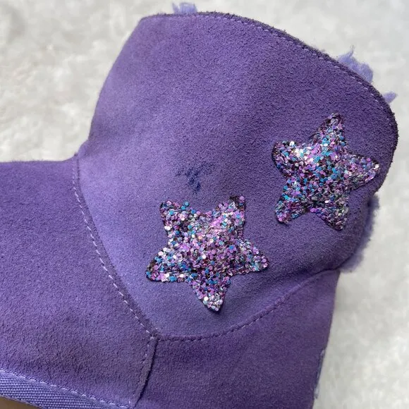 Koolaburra By UGG  #1107011 Kid's Purple Glitter Koola Star Mini Boots Size 5