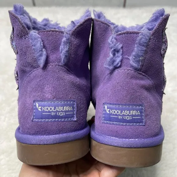 Koolaburra By UGG  #1107011 Kid's Purple Glitter Koola Star Mini Boots Size 5