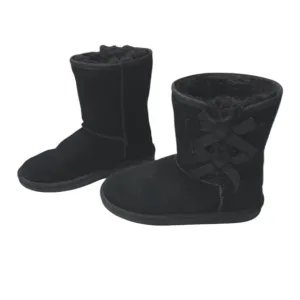 Koolaburra by UGG | Black Victoria Short Boot Toddler Girls Leather Faux Fur 2