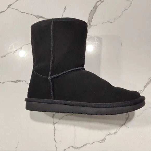 Koolaburra by UGG | Black Victoria Short Boot Toddler Girls Leather Faux Fur 2